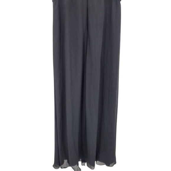 Vtg Black Pintuck Pleat V-Neck Sleeveless Formal Gown Sz 10 Front Slit Cocktail - Picture 10 of 11